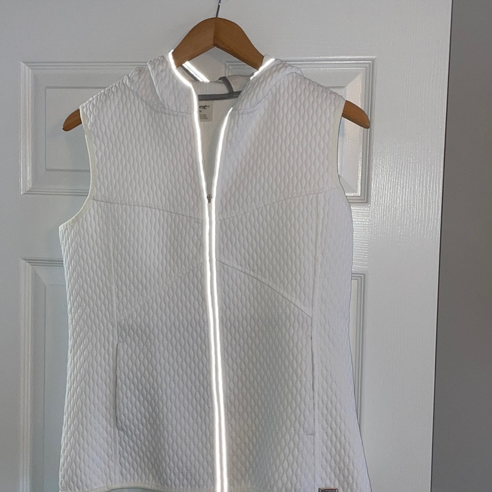 JOFIT White thin puffer vest with hood